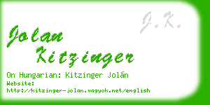 jolan kitzinger business card